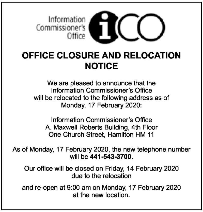 Office Closure and Relocation Notice - The Royal Gazette | Bermuda News ...
