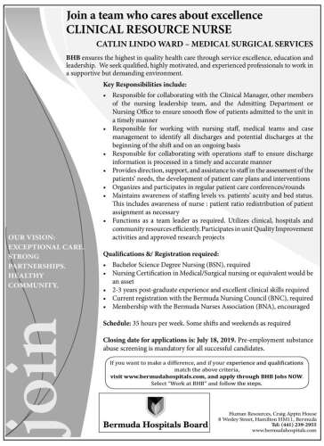 Clinical Resource Nurse The Royal Gazette Bermuda News Business