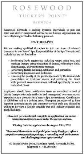 Spa Therapist The Royal Gazette Bermuda News Business Sports