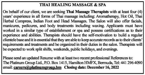Thai Massage Therapists The Royal Gazette Bermuda News Business