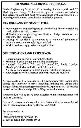 3d Modeling Design Technician The Royal Gazette Bermuda News Business Sports Events Amp Community