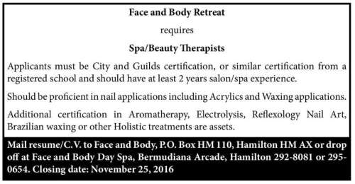 Spa Beauty Therapists The Royal Gazette Bermuda News Business
