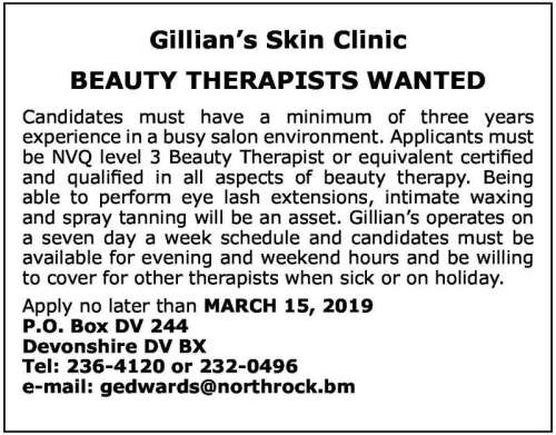 Beauty Therapists The Royal Gazette Bermuda News Business Sports