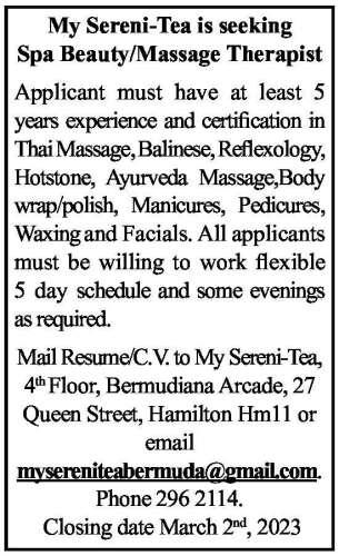 Spa Beauty Massage Therapist The Royal Gazette Bermuda News