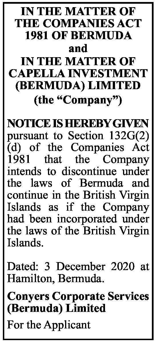 Legal Notices The Royal Gazette Bermuda News, Business, Sports
