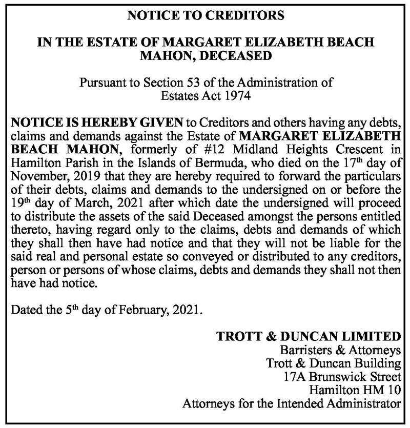 Legal Notices – The Royal Gazette | Bermuda News, Business, Sports ...