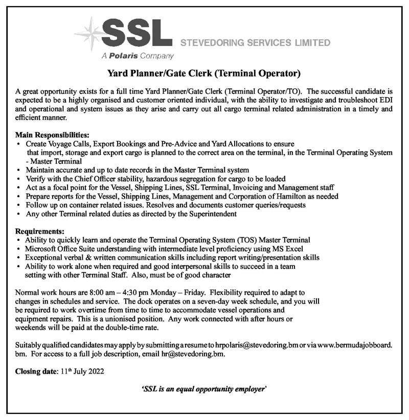 Yard Planner/Gate Clerk (Terminal Operator)