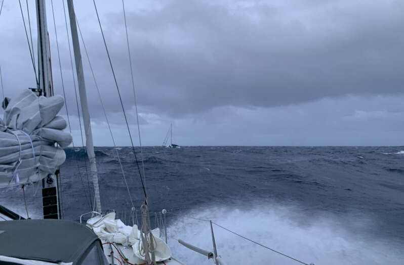 trimaran in rough seas