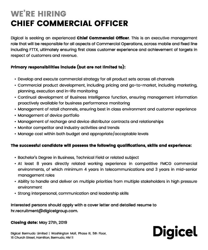 Chief Commercial Officer The Royal Gazette Bermuda News, Business
