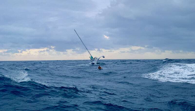 trimaran in rough seas